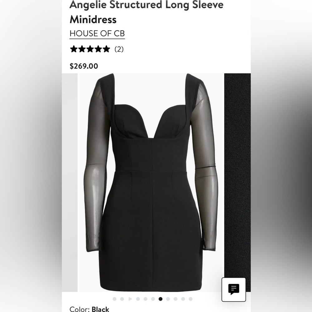 House of CB Black Sheer Sleeve Mini Dress - Picture 5 of 5
